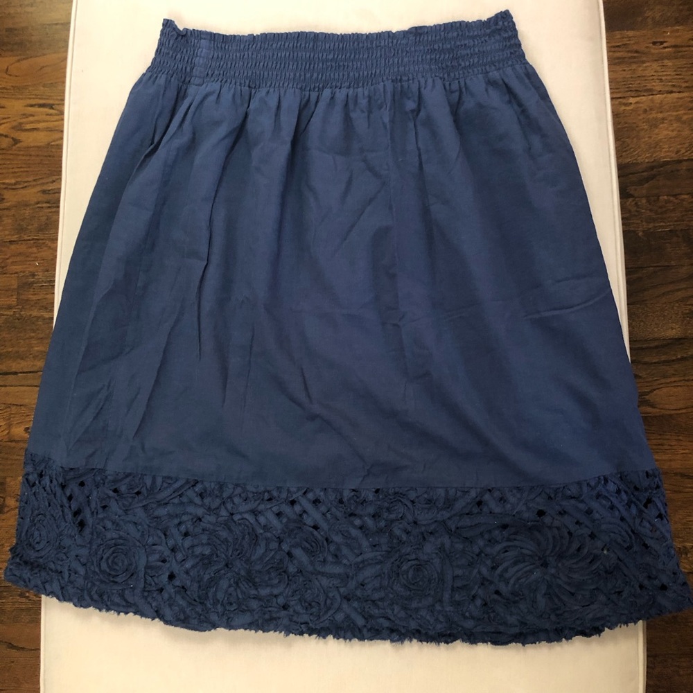 August Silk Woman Navy Smocked A-Line Skirt